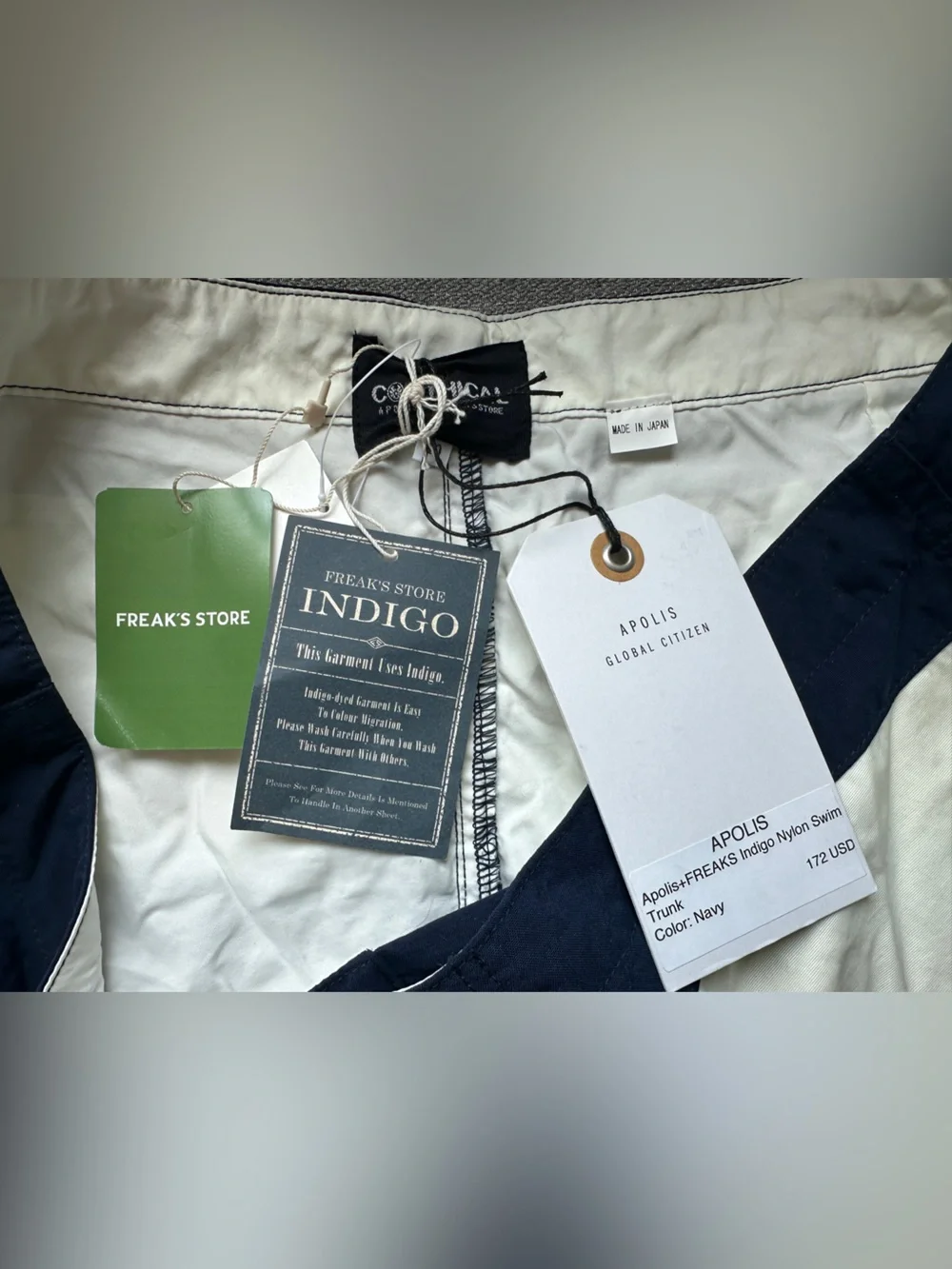 NWT Apolis Global Citizen + FREAKS Indigo Navy Nylon Swim Trunk L